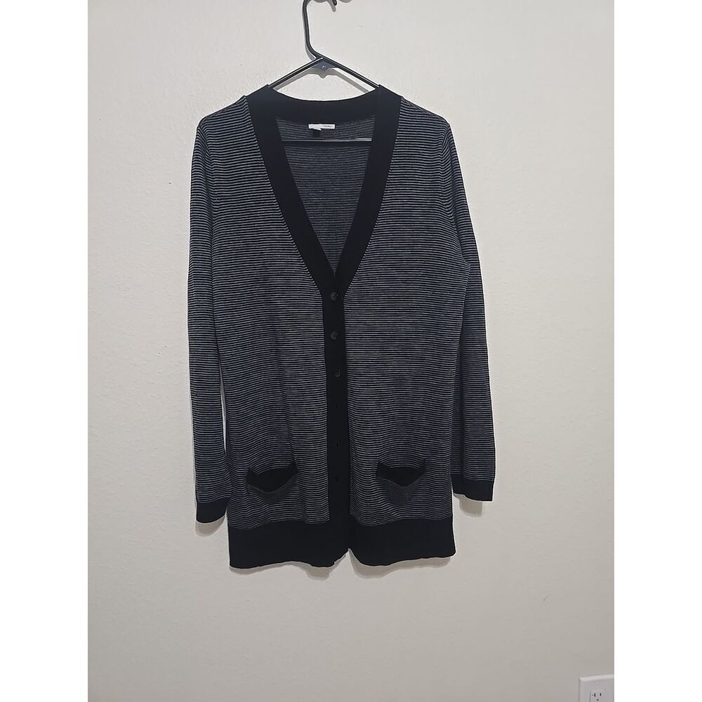 Halogen For Petite Focus Black‎ Gray Button Cardigan Long Sleeve XL Wool